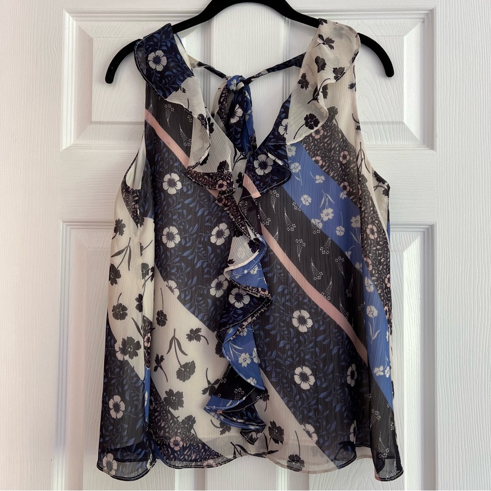 Paris Sunday Women's Sleeveless Top with Ruffle and Tie